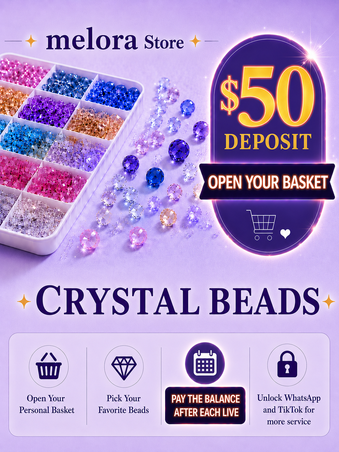 Open basket for beads, claim on TikTok Live acc""